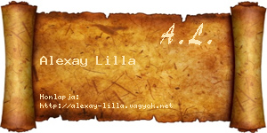 Alexay Lilla névjegykártya